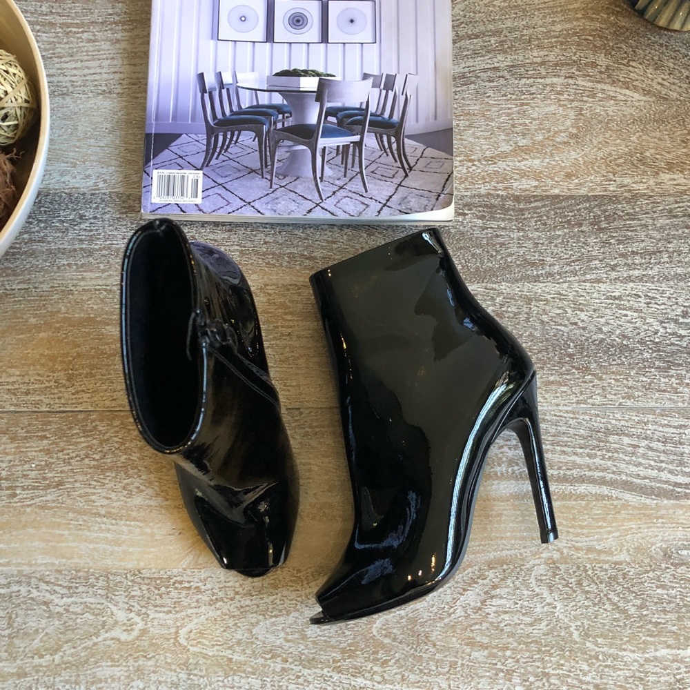 Balenciaga Black Patent Leather Peep Toe Bootie - Picture 5 of 8